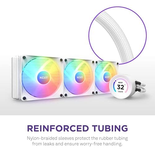 NZXT Kraken Elite 360 RGB - RL-KR36E-W1-360mm AIO CPU Liquid Cooler - Customizable 2.36" LCD Display for Images, Performance Metrics and More - High-Performance Pump - 3 x F120P RGB Fans - White thumbnail 7