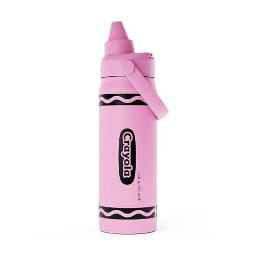 CamelBak Crayola Chug Stainless Steel Water Bottle 16oz, Carnation Pink | Vacuum Insulated Steel, Spill Resistant Chug Lid, Durable Stainless Steel, Protective Silicone Base, Easy Carry Design - Image 1