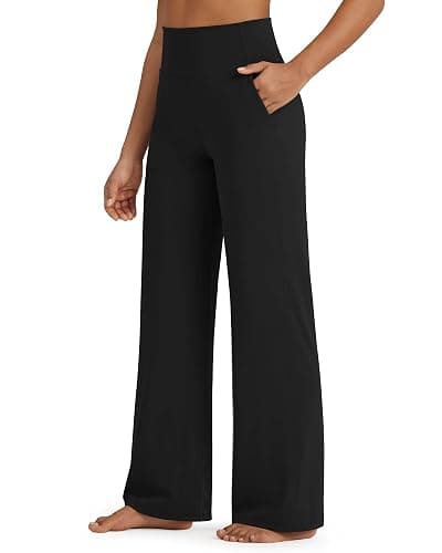 G4Free BareFeel High Stretch Yoga Pants Women Soft High Waisted Casual Wide Leg Pants with Pockets - Image 1