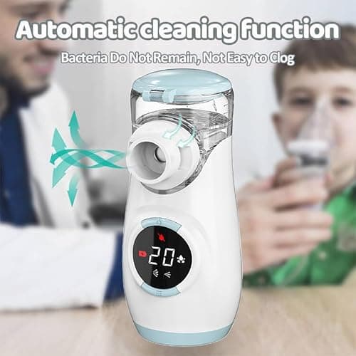 HITHINKMED Mesh Nebuliser for Kids, Portable Nebuliser for Adults Sinus Inhaler with Digital Display, Timed and Automatic Cleaning Functions for Home and Travel Use thumbnail 2