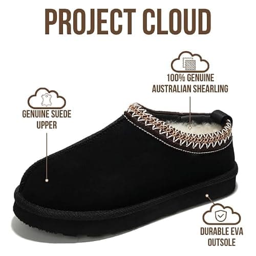 Project Cloud 100% Genuine Leather Womens Slippers with Genuine Australian Shearling Fur Lining Slippers for Women - Non-Slip EVA with Memory Foam Fuzzy Slippers Women Footwear (Nerita) thumbnail 2