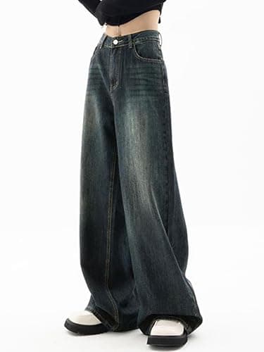 EMMIOL Women Baggy Jeans Mid-Low Waist Boyfriend Streetwear Vintage Jeans Wide Leg Denim Pants thumbnail 3