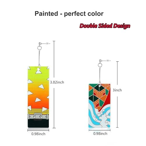 KAERUN 12 Pairs Women's Tanjiro Earrings Anime Demon Slayer Earrings Cosplay Fashion Double-sided Acrylic Alloy Resin Earring for Friends Mother and Daughter Halloween Christmas Birthday Jewelry Gifts thumbnail 5