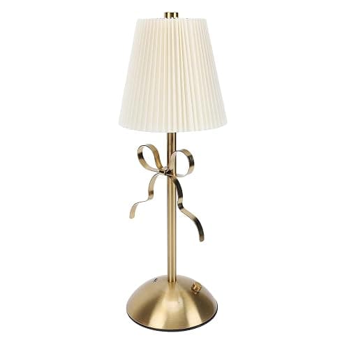 Vikye LED Bow Table Lamp, Cute Bow Decor Touch Control Desk Light with 1200mAh Rechargeable Battery for Bedroom Living Room Nightstand (Yellow) thumbnail 9