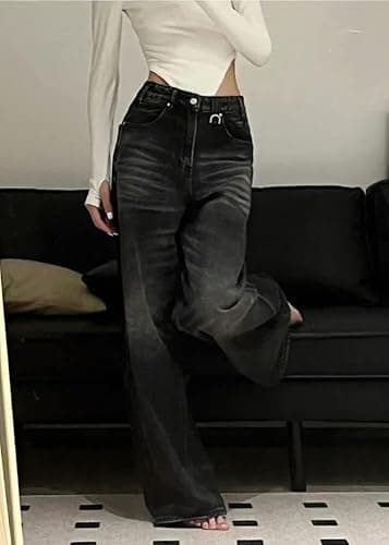 ORANDESIGNE Jeans Cargo Vintage Donna Jeans Hip Hop Y2K Jeans Baggy Gamba Dritta Pantaloni di Jeans Lavati Casual Jeans Stampati Ragazze Adolescenti Harajuku Skateboard Pants Streetwear thumbnail 6