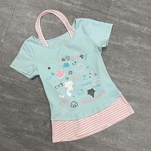 Kawaii Cutecore Harajuku Y2k 2000s Tops Summer Preppy Aesthetic Alt Goth Emo Short Sleeve Graphic Tees thumbnail 6