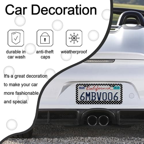 Polka Dots License Plate Frames，Polka dots Car Accessories for Women and Men ，Cute License Plate，Aluminum License Plate Frame Fits Standard US Vehicles Size 12.2 x 6 Inch (Black-Polka dots) thumbnail 5