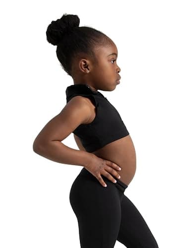 Capezio girls Team Basics Mock Neck Top - Sports Bra, Black, Medium US thumbnail 6