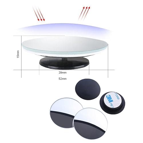 BEEWAY Blind Spot Mirrors, Round Frameless 360° Rotate Sway Adjustable HD Glass Convex Mirror Maximize RearView Universal for Car SUV Trucks Traffic Safety - Pack 2 thumbnail 2