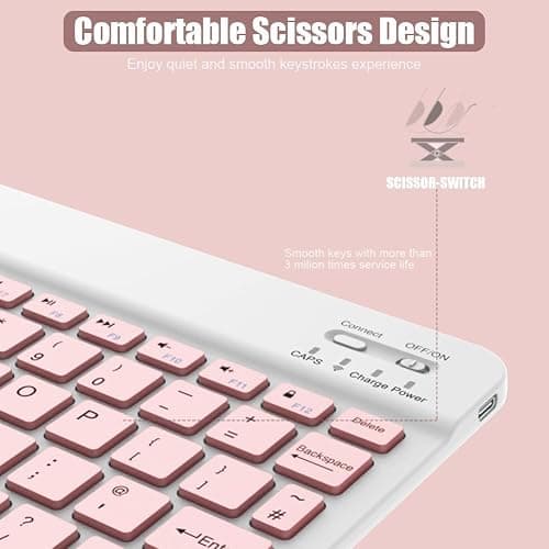 NOOX Bluetooth Keyboard for iPad 10th Generation, iPad Pro 13/12/11/10/9/8/7 inch, iPad Air 13/11th Gen, iPad mini, Tablets, etc. - Slim Wireless Portable Travel Office Computer Accessories thumbnail 3