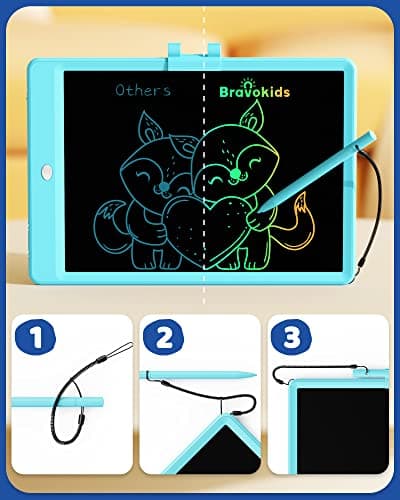 Bravokids Toys for 3-6 Years Old Girls Boys, LCD Writing Tablet 10 Inch Doodle Board, Electronic Drawing Pads, Educational Birthday Gift for 3 4 5 6 7 8 Years Old Kids Toddler (Blue) thumbnail 2