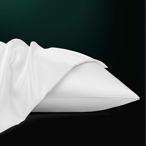 NTBAY Standard Satin Pillowcases, Set of 2, Zipper, Pure White | Smooth Silky Microfiber Satin Pillowcases with Hidden Zippers for Hair and Skin, 20 x 26 Inches, Pillow Inserts Not Included thumbnail 5