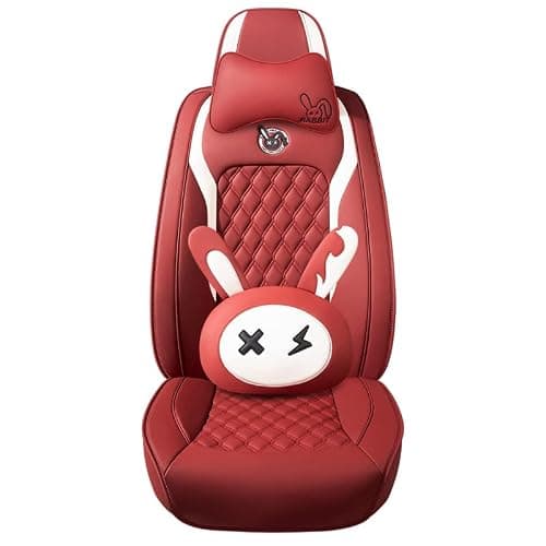 Cute Cartoon Rabbit Car Seat Covers (Cartoon Wine Red) thumbnail 2