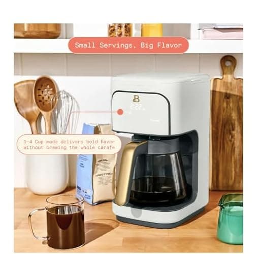 Beautiful 12 Cup Programmable Coffee Maker, by Drew Barrymore White Icing thumbnail 4