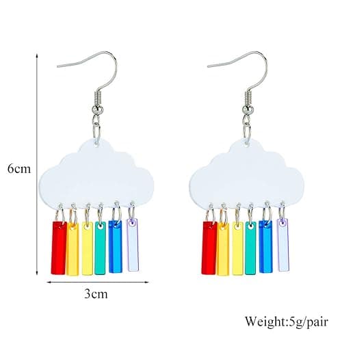 ONLYJUMP Cute Clouds Lightning Bolt Earrings for Women Creative Acrylic Transparent Earrings Lovely Clouds Rainbow Lightning Raindrop Earrings Cartoon Sweet Funny Earrings thumbnail 9
