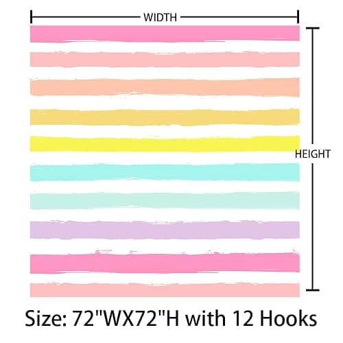 AIBIIN Rainbow Stripes Shower Curtain for Bathroom Decorations with 12 Plastic Hooks Color Horizontal Stripe Bathtub Decor Polyester Fabric Shower Curtains Set 72x72in thumbnail 2