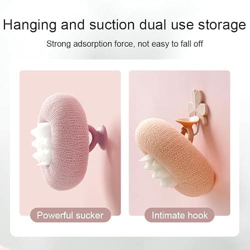 Super Soft Sunflower Suction Cup Bath Ball, New Upgraded 2-in-1 Sunflower Ball Exfoliating Bath Sponge Cleaning Brush, Mesh Shower Body Sponge Accessories for Women, Men(Cyan+Pink+Purple) thumbnail 3