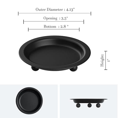 Beeutik Black Candle Candlestick Holder Decor, 4.13 Inch Round Candles Tray Holders Set of 2, Iron Plate Candle Stand for Pillar Ball Candles, Metal Porta Velas for Home Decor Table Centerpiece thumbnail 3