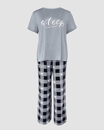 CHICME Womens Pajamas Sets 2 Piece Short Sleeve Lounge Set Printed Loose Pants Pj Sets Loungewear Set thumbnail 4