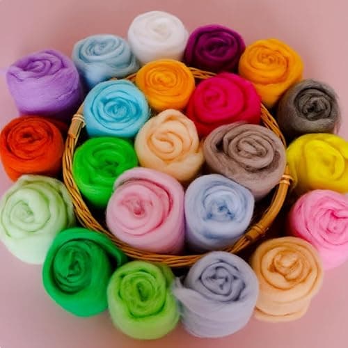 PurPlaisir 101 Color roving Yarn Fiber Wool Weaving is Used for DIY Crafts, Needle Felt Weaving is Used for Needle Felt Wool poking Fun thumbnail 6