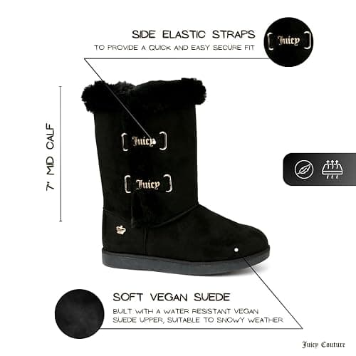 Juicy Couture Women's Tall Slip On Winter Snow Boots Warm & Insulated Fur Lining Comfortable Fashion Booties thumbnail 2