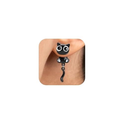 Adorable Black Cat Earrings for Women Cute Cat Paw Stud Earrings Halloween Christmas Jewelry Gifts - Image 1