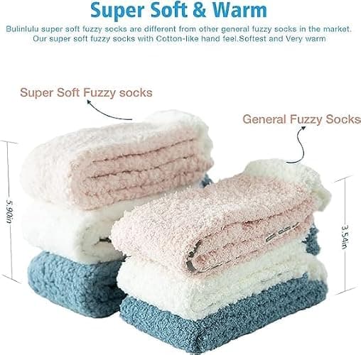 Bulinlulu Fuzzy Socks With Grips for Women 5-Pairs Non Slip Sleep Warm Fluffy Slipper Socks Mother's Day Gifts for women thumbnail 3