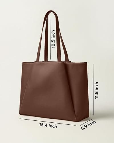 Work Tote Bags for Women 15.6 Inch - Laptop Tote Bag with Zip Compartments - Large PU Leather Office Purse Computer Briefcase thumbnail 5