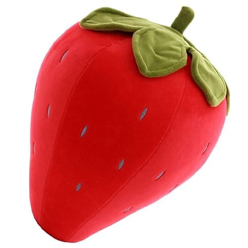 Cute Fruit Kids Pillow Stuffed Strawberry Plush Pillows Super Soft Girls Pillows Cushion Seat for Kids Toys (Red,7.8"/20cm) 1 Count (Pack of 1) - Image 1
