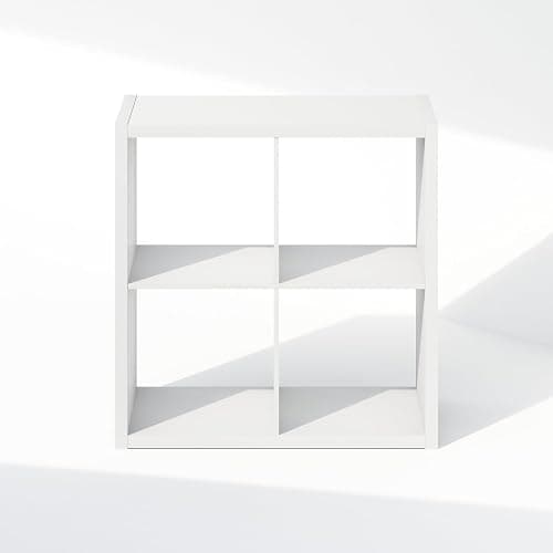 Furinno Cubic Open Back Multipurpose Clothing & Closet Storage Organizer Shelf, 4-Cube, White thumbnail 7