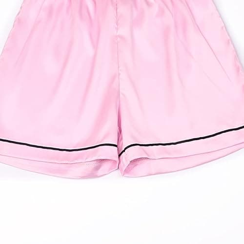 QPANCY Kids Satin Pajamas Sets Baby Boy Girl Button-Down Silk Sleepwear 2 Piece Short Sleeve Loungewear Clothes Set thumbnail 7