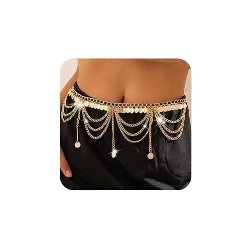 Gangel Gold Waist Chain Layered Coins Belly Chains Adjustable Chain Belts Party Dance Waist Accessories for Women - Image 1
