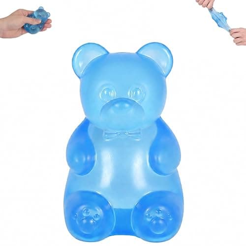 Gummy Bear Squishy Toy for Kids Ages 3+ & Adults, Slow Rising Squeeze Bear, Soft High-Density Handheld Sensory Toy, Cute Party Favor, Classroom Prize & Desk Toy (Blue) - Image 1