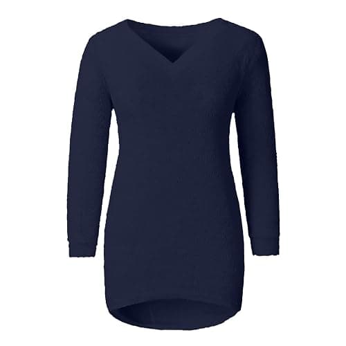 Sweaters for Women Fashion Long Sleeve Tunic Tops Lightweight V Neck Sweater Dressy Casual Plus Size Womens Clothing thumbnail 3