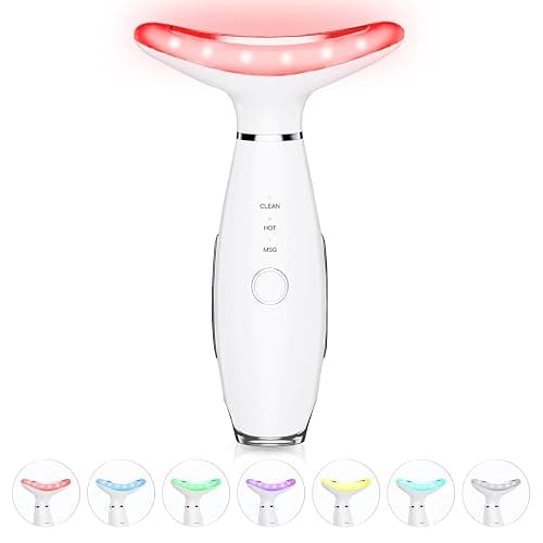 ELISHINE 7 Color Neck Face Massager - Facial Massager Tool for Skin Care at Home, Vibrating Face Massager with Thermals, Galvanic Machines White - Image 1