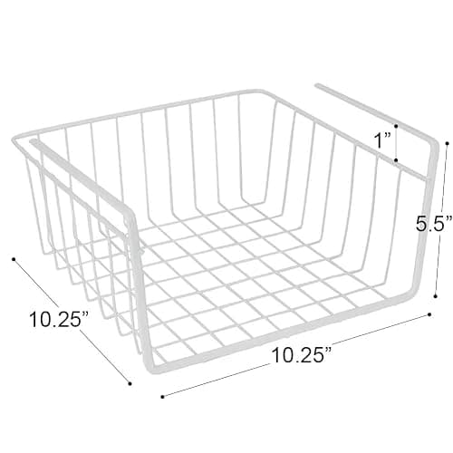 Modern Home Under Shelf Wire Storage Baskets – Hanging Organizer Rack for Cabinet, Pantry, or Closet – White Metal Basket for Kitchen, Towels, or Office – No Tools Required (10.25") thumbnail 3