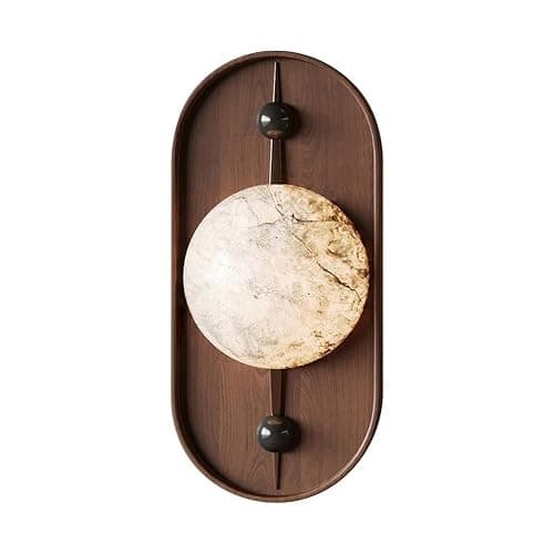 JIANGXMF Retro Industrial Farmhouse Interior Wall Sconce, Round Marble Lampshade Wall Light, Marble with Texture Wall Lamps, 5W Warm Light LED Wall Mount Lamp, Hotel Atmosphere Decorative Lamp - Image 1