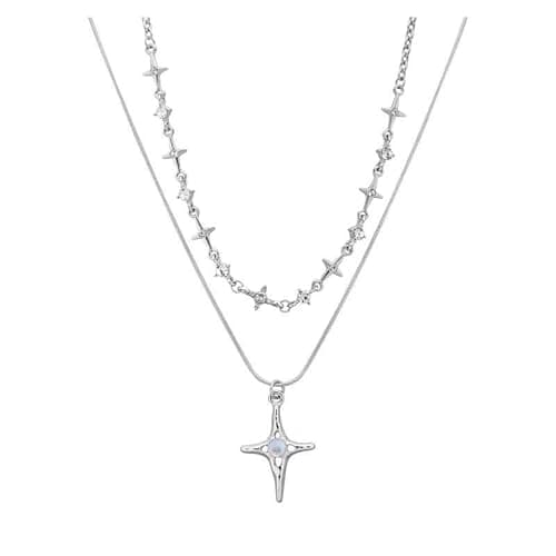 Buyongwant Two Piece Y2k Irregular Starlight Necklace for Women Snake Bone Chain Pendant Jewelry Collar Chain Blue - Image 1