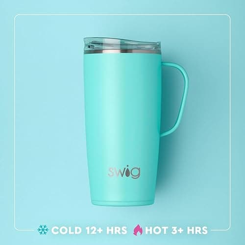Swig Life 22oz Travel Mug, Insulated Teacher Tumbler with Handle and Lid, Travel Coffee Mug, Cup Holder Friendly, Stainless Steel 22 oz Tumbler, Teacher Gift (Book Club) thumbnail 4