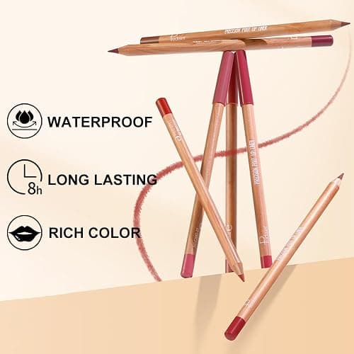 12 Colors Lip Liner Set, Matte Finish Series Lip Liners Pen Kit for Women, Long Lasting Waterproof Smooth High Pigmented Lip Pencil for Daily Makeup (Set B) thumbnail 3