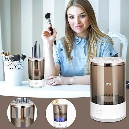 Beauty Swirl Cosmetic Brush Cleaner, Makeup Brush Cleaner, The Cozy Luna Brush Cleaner, Electric Makeup Brush Cleaner Machine for Deep Cleaning All Size Makeup Brus (1PC Transparent) thumbnail 2