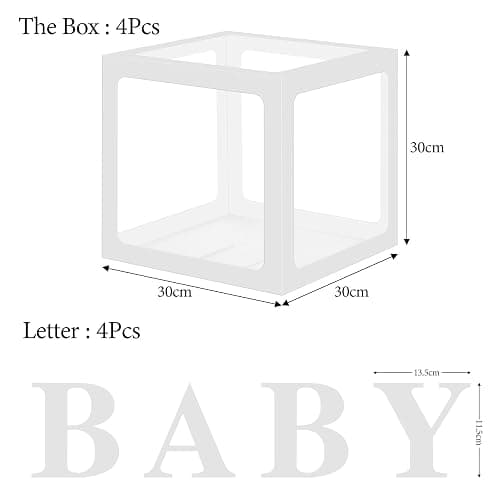 Party Deko Box, Babyparty Deko Box 4er-Pack Transparente Ballonbox mit Vier Buchstaben BABY, Geeignet für Verschiedene Partys (Hochzeiten, Geburtstage, Babypartys) thumbnail 3