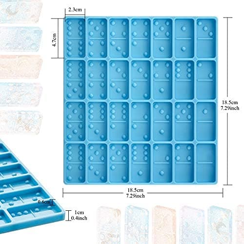 Domino Mold for Resin Domino Mold for Epoxy Candy Clay Chocolate Mould 28 Cavities Silicone Mould Pendant Epoxy Cake Jewelry Making Tool(125 Gram,Blue) thumbnail 2