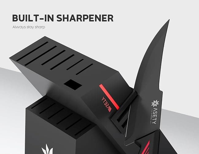 Knife Set - 15 PCS Kitchen Knife Set with Built-in Knife Sharpener Block - Stainless Steel Knife Block Set - Dishwasher Safe, Elegant Box for Men Women, Fathers day, Red thumbnail 4