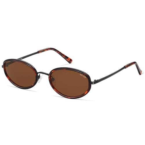 SOJOS Trendy Oval Round Polarized Sunglasses for Women Men, Chic Retro Narrow Circle Sunnies SJ1248 thumbnail 2
