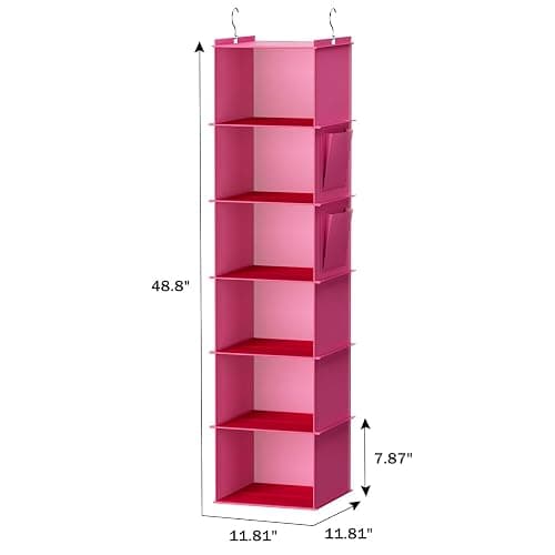 YOUDENOVA Hanging Closet Organizer, Closet Hanging Storage Shelves (Pink) thumbnail 3