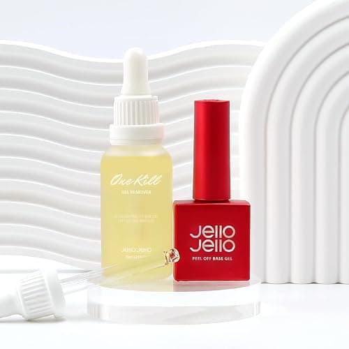 JelloJello Peel-Off Base Gel (10ml) + One Kill Gel Remover (30ml) Set Peelable Nail Base, Easy Removal, Self Nail, UV/LED Cure thumbnail 2