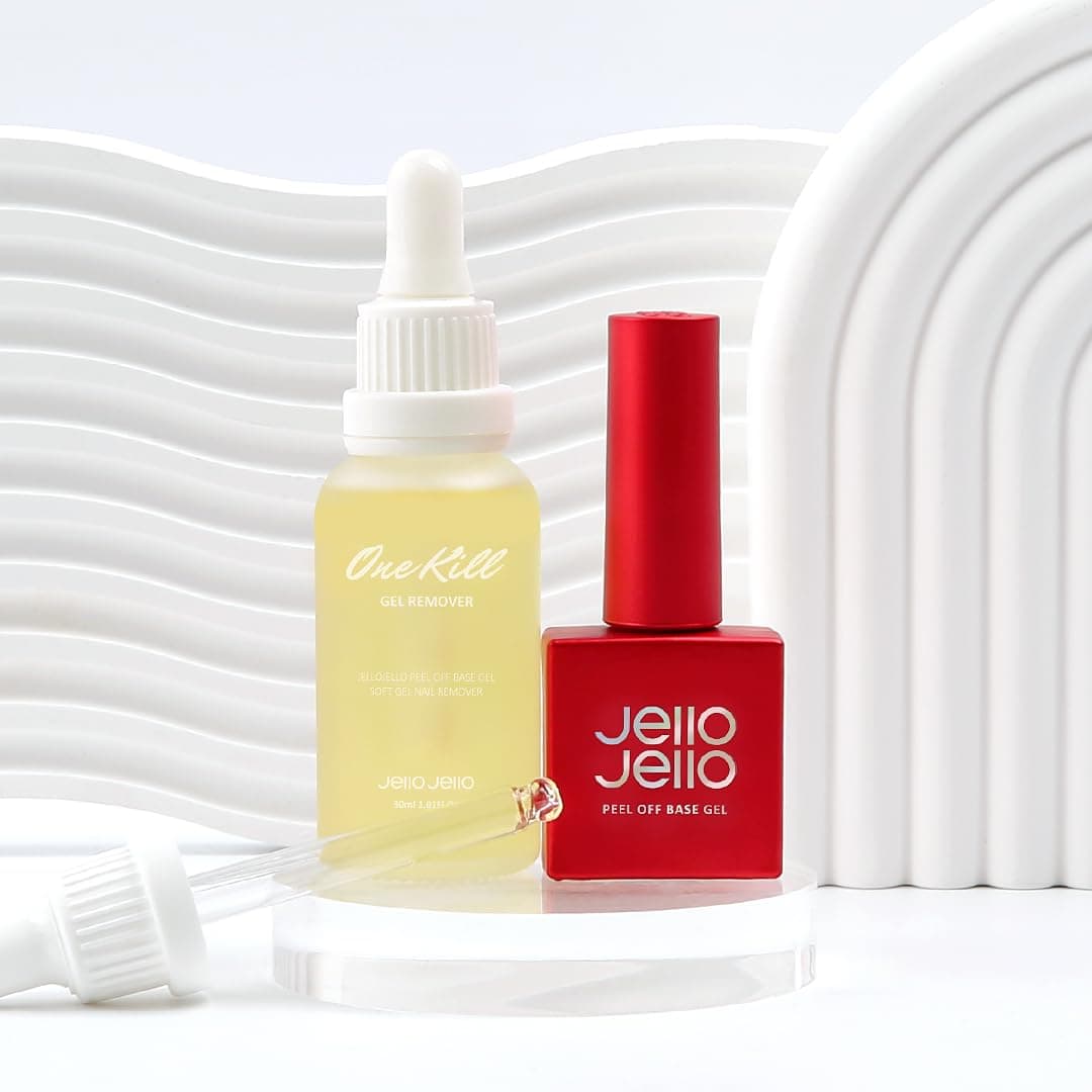 JELLO JELLO One Kill Set (Peel Off Base Gel 10ml + One Kill Remover 30ml Set + 10 cuticle sticks) PLUS Free Bonus Gift | Remover, Nail Repair and Health thumbnail 2