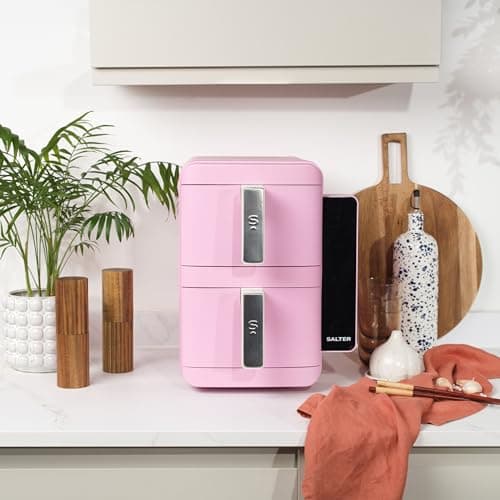 Salter VertiCook Ultra Stackable Air Fryer - Vertical 9L Digital Air Fryer, 2 x 4.5L Baskets & Racks, 9 Functions, Sync & Match, PFAS-Free Grill Tray, Space Saving, 60-230°C, 60-Min Timer, 2400W, Pink thumbnail 6
