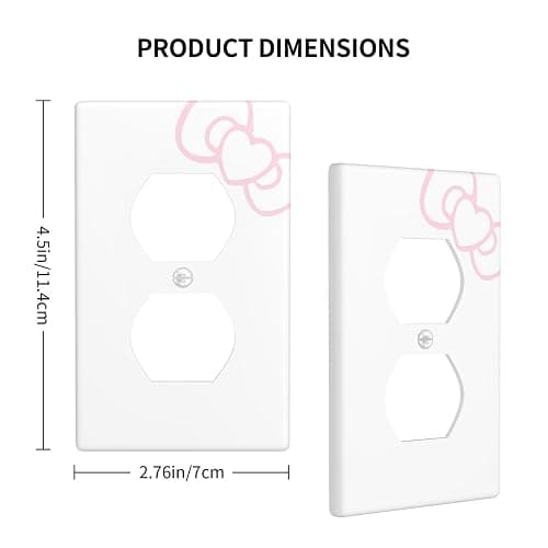 Light Switch Cover, Kawaii Room Decor, Duplex Outlet Covers White Wall Plate, Bedroom Decorative, for Fans Girls Kids Birthday Easter Gifts, Pink Cute Bow thumbnail 2
